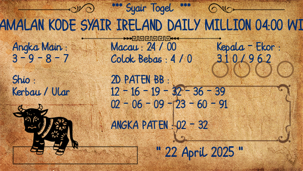 Prediksi Ireland Daily Million 04:00 WIB