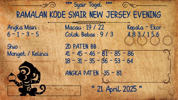 Prediksi New Jersey Evening