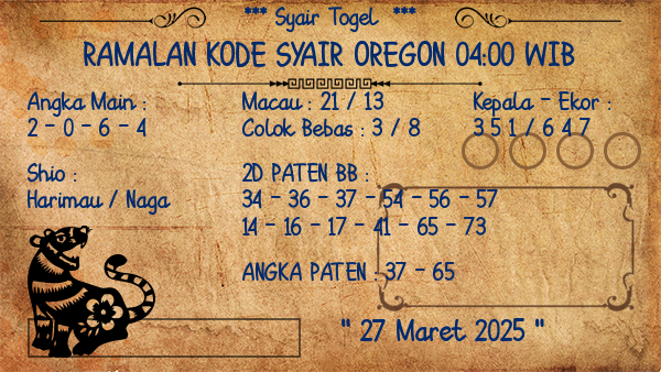 Prediksi Oregon 04:00 WIB